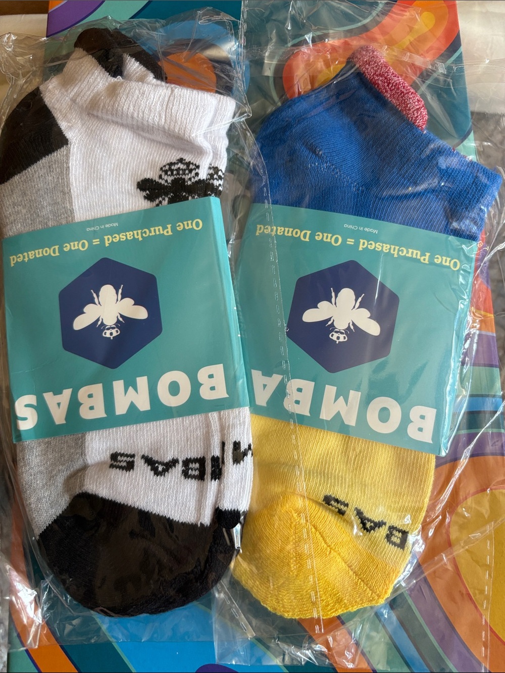 Bombas Men's Low-Cut Socks in Blue, Yellow, White & Black (2-Pack)